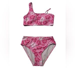 Girls Pink Tropical Bikini Set